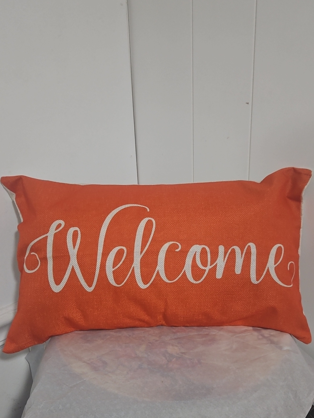 Welcome Accent Pillow - Orange Decorative Home Accent